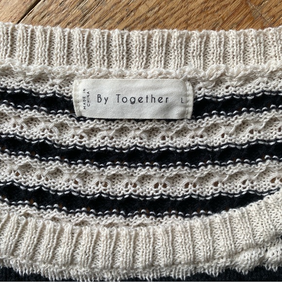 By Together Black and White Striped Sweater - Picture 2 of 3